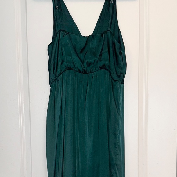 Abercrombie & Fitch A&F Satin Green Draped Wrap Midi Dress Large Petite - Picture 11 of 12